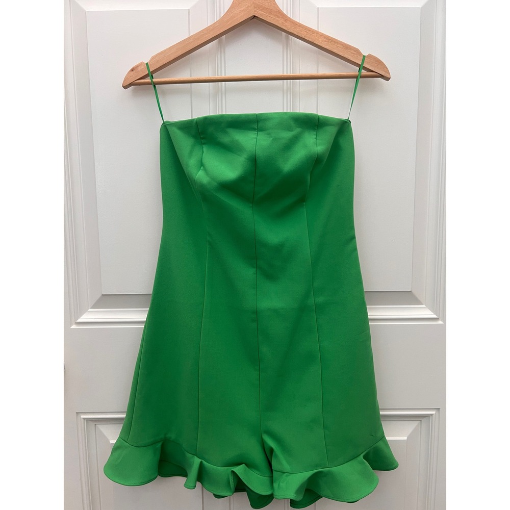 Likely Green Strapless Ruffle Hem Romper Cutout Back Kelly Green YP094001LYB 8